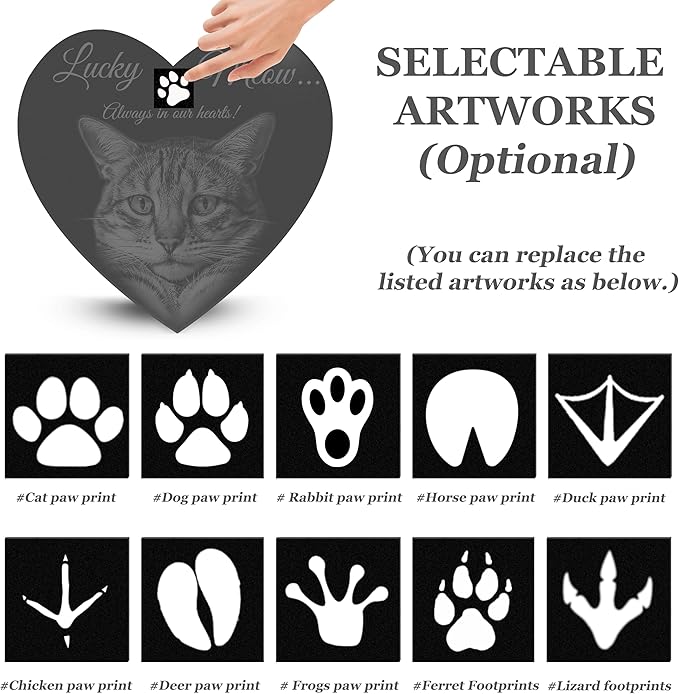 ADFSTONE 12" Heart Shaped Pet Memorial Stones Personalized Dog Remembrance Gifts, Customized Cat Picture Grieving Plaque, DIY Gravestone, Custom Sympathy Photo Gift, Animal Grave Markers
