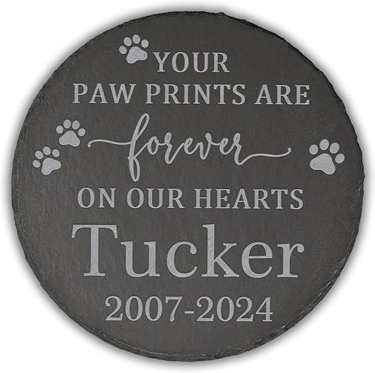 Pet Memorial Gift, Pet Memorial Stone, Sympathy Gift, Personalized Pet Memorial, Memorial Gift, Dog Memorial, Cat Memorial, Memorial Stone - Paw Prints on Our Hearts