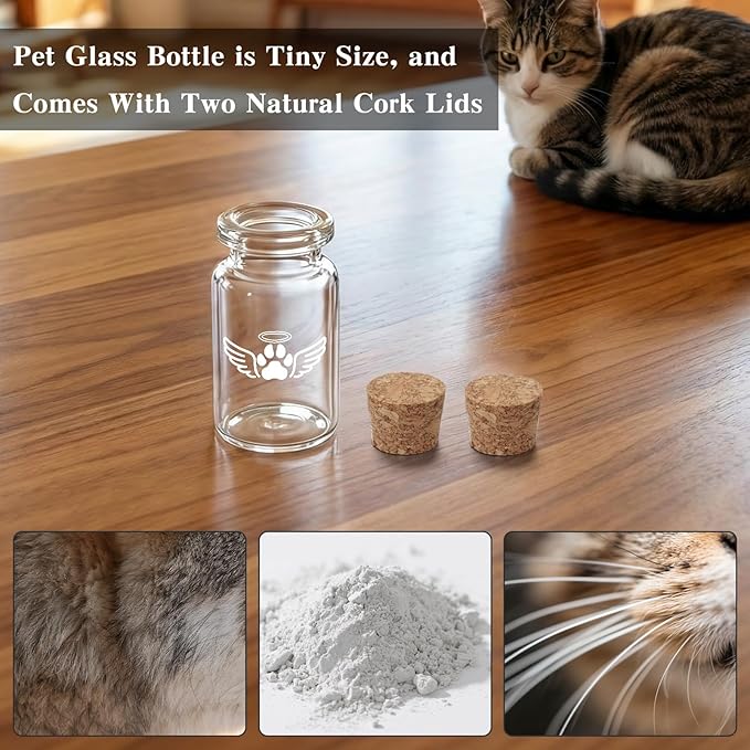 SOITIS Small Pet for Dogs Cats Urns for Ashes Wooden Box, Small Glass Urn for Pets Ashes Keepsake, Pet Urns for Ash Funeral Keepsake Urn for Dog Ashes