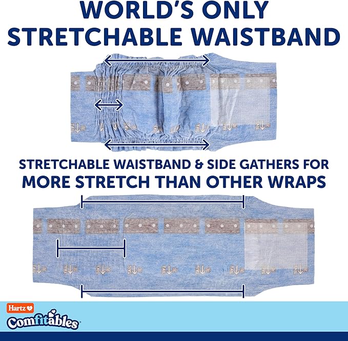 Hartz Comfitables Disposable Male Dog Wraps with Stretchy Waistband, Small 40Count