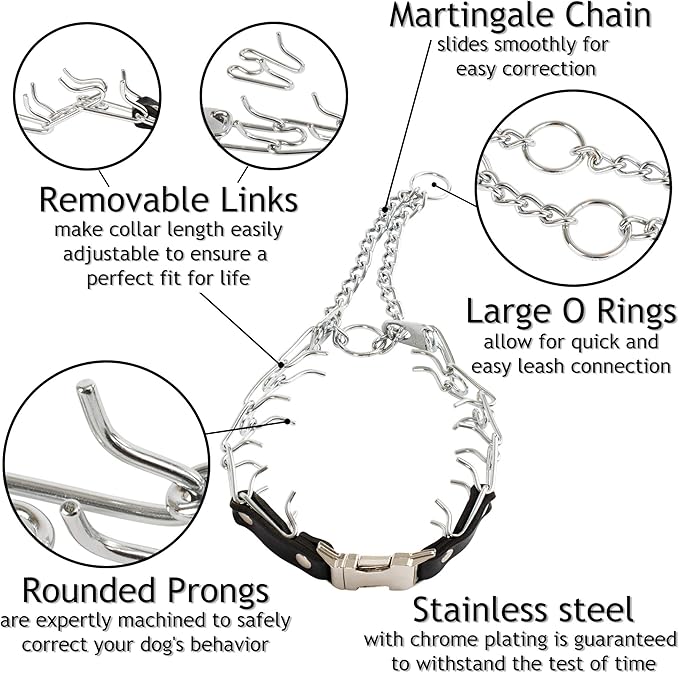 Herm Sprenger Prong Collar for Dog Training with Easy Quick Release Buckle - German Made Dog Collar with Chrome Plated Steel 4.0mm Prongs for Extra Large Dogs (26-31" Neck)
