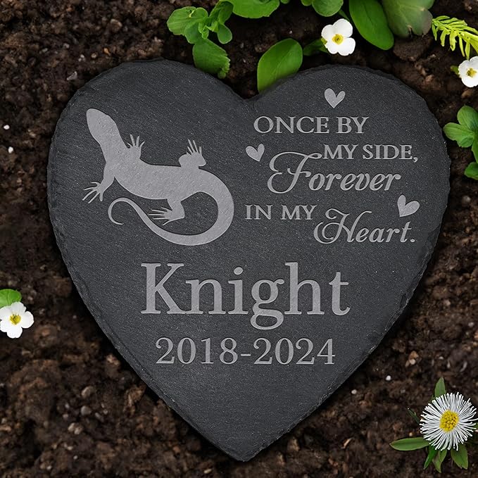 Personalized Pet Memorial, Lizard Memorial Stone, Lizard Tombstone, Lizard Grave Marker, Lizard Memorial Gifts, Lizard Loss - Heart-Shaped