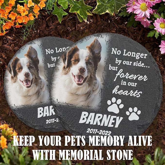 ubjva Dog Memorial Stone Dog Memorial Gifts for Loss of Dog Pet Garden Stone for Indoor Outdoor Lawn Backyard Cemetery Decorations - Style4(Color Printing)