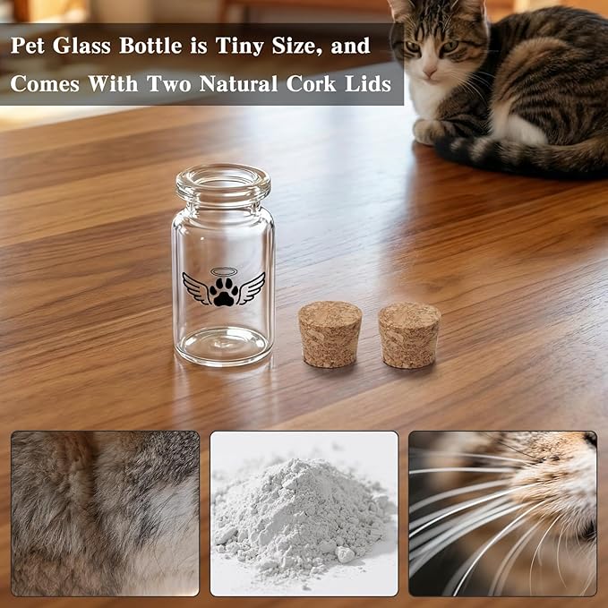 SOITIS Small Pet for Dogs Cats Urns for Ashes Wooden Box, Small Glass Urn for Pets Ashes Keepsake, Pet Urns for Ash Funeral Keepsake Urn for Dog Ashes