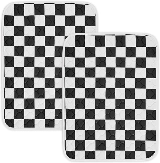Ralxion 2 Pack Black Checkered Washable Pee Pads for Dogs, Checkered Reusable Dog Pee Pads, for Puppy Playpen, Crate, Whelping Box, Potty Training, Cute Aesthetic Absorbency, Leak-Proof Non-Slip