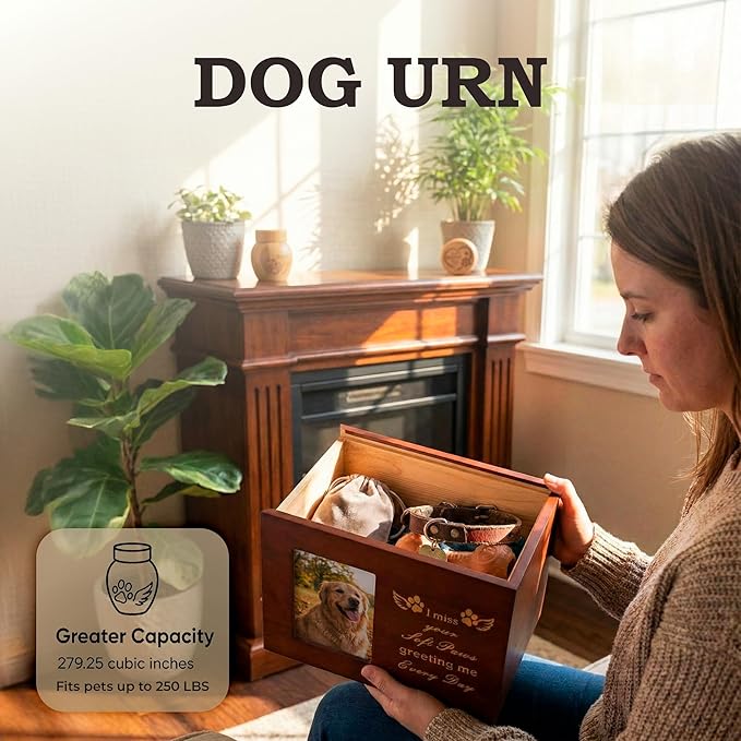 Seraphia - Pet urns for Dogs | 3-in-1| Urn for Dog Ashes Large | Pet Memorial with Photo Frame | Secure Lock | Plus a Small urn for Ashes and a Container for Hair | Dog Urn