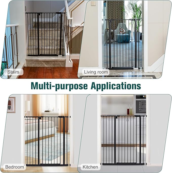 Kinfant Baby Gate, Extra Tall Walk Thru Baby Gate Kit with 6-Inch Extension, Pressure Mounting & Wall Cups, 41-Inch (1 Count, Pack of 1)