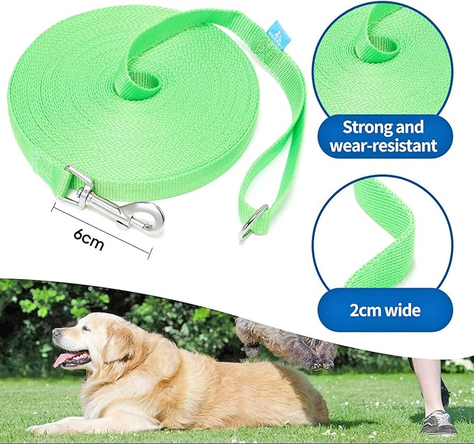 BAAPET 15/20/30/50/100 ft Long Dog Training Leash with Clickers for Small, Medium and Large Dogs or Cats (100 Feet, Springgreen)