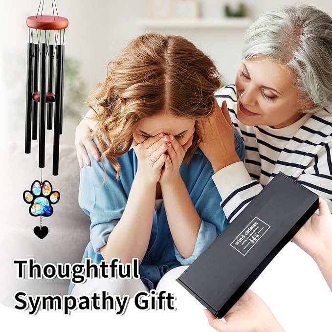 Pet Memorial Wind Chime – Dog Memorial Gifts for Loss of Dog, Loss of Pet Sympathy Gift, Pet Remembrance Bereavement Gift (Paw)