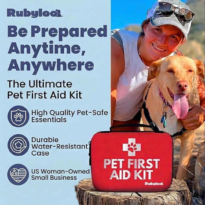 Dog First Aid Kit 3-Pack – 2 Hard-Sided & 1 Compact Travel Pet First Aid Kits – Vet-Approved Emergency Supplies with First Aid Guide, Tick Remover, Thermal Blanket for Hiking, Camping, Car, RV