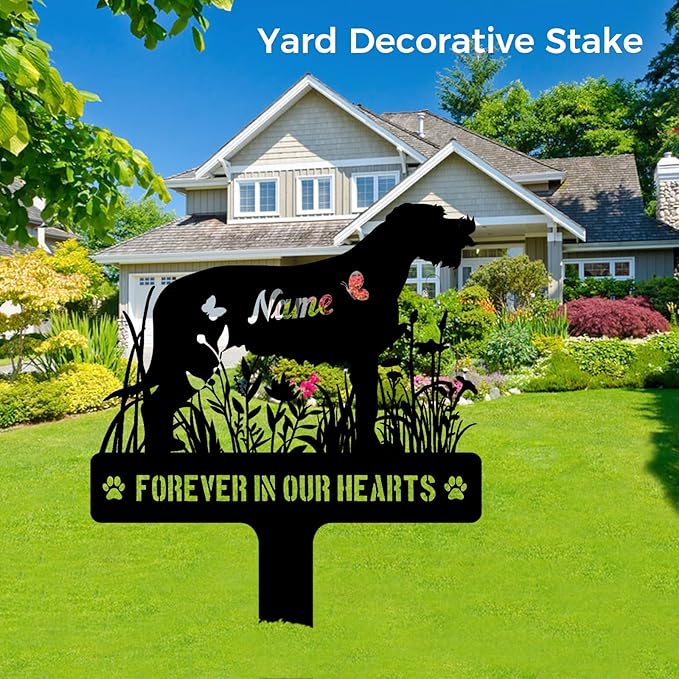Custom Irish Wolfhound Wolfie Dog Memorial Stake, Personalized Dog Grave Marker, Metal Pet Tombstone, Outdoor Sympathy Sign for Garden Yard Decor, Pet Loss Gift