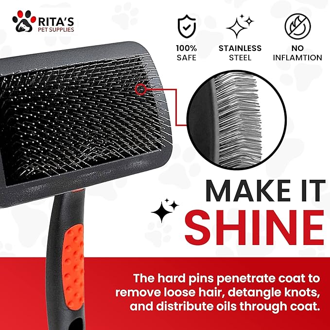 Rita's Pet Supplies Dog and Cat Curved Slicker Brush w/ free Mini Comb