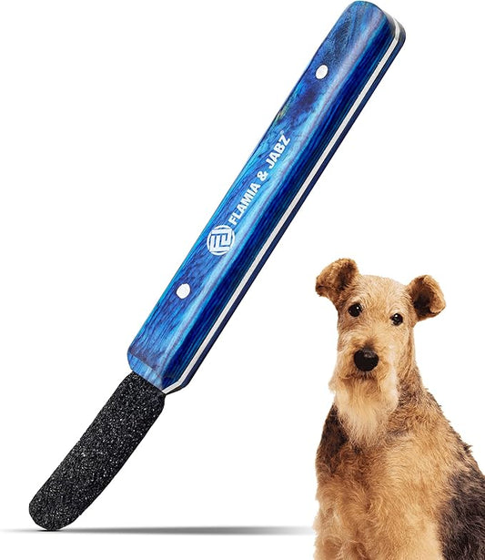 FLAMIA & JABZ Stripping Metal Stone Diamond Edged for Dogs, Cats & Pets with Wooden Grip (Coarse)