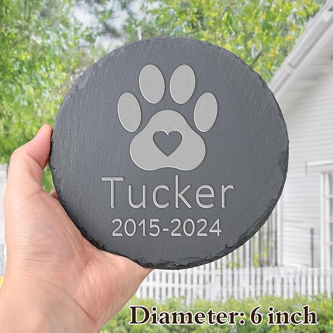 Pet Memorial Gift, Pet Memorial Stone, Sympathy Gift, Personalized Pet Memorial, Memorial Gift, Dog Memorial, Cat Memorial, Memorial Stone - Paw Print with Heart
