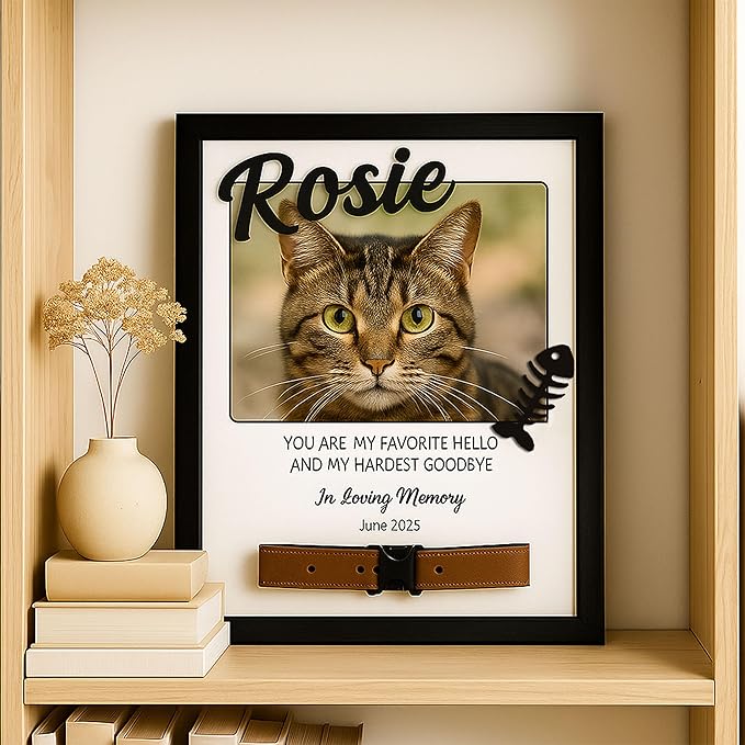 Nazenti Loss Of Dog Sympathy Gift, Personalized Cat Memorial Frame with Photo, Custom Pet Remembrance Keepsake for Grieving Pet Owners, Cat Loss Tribute Plaque, Dog Bereavement Gifts