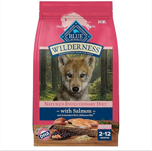 Blue Buffalo Wilderness High-Protein Natural Dry Food for Puppies, Salmon Recipe, 24-lb. Bag
