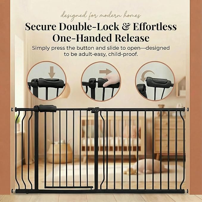 Extra Wide 57.5-62 Inch Large Baby Gates for Stairs, Doorways - No Drilling, Pressure Mounted Pet Gates for Kids & Dogs