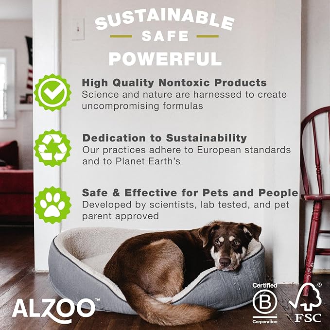ALZOO Flea and Tick G + Powder, Helps Eliminate & Repels Ticks, Fleas & Mosquitos, for in and Around Home Use, 100% Plant-Based Active Ingredients, 8 Oz.