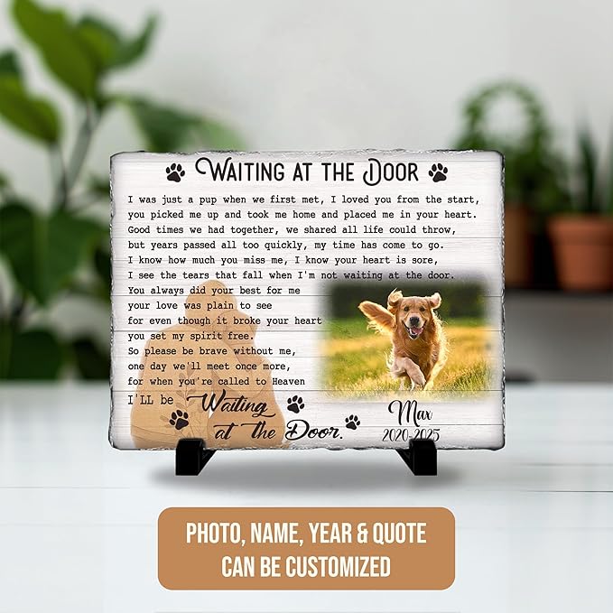 Dog Stones Memorial Personalized Pet Loss Gifts Dog Memorial | Best Thoughtful Gift for Pets Loss | Cat Memory Stone Outdoor with Photo | Pet Remembrance Stone for Furry Companion Passed Away