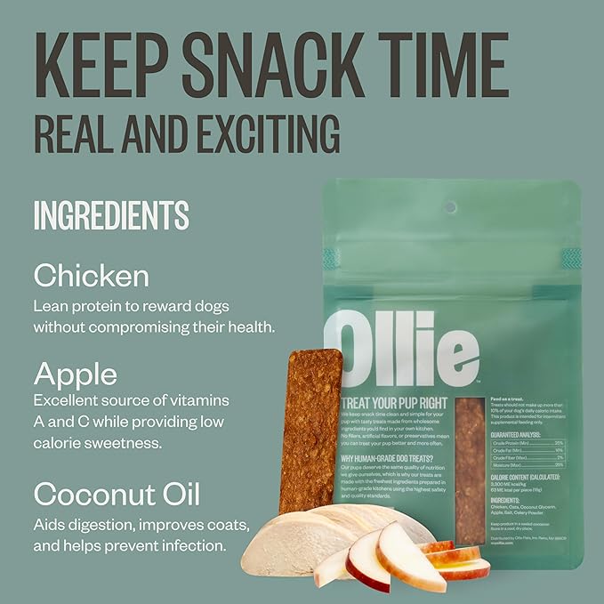 Ollie Jerky Dog Treats Variety Pack, Chicken and Apple and Beef and Sweet Potato Bundle, All Natural, Healthy, Made with Real Meat 5 Oz. Pack of 2