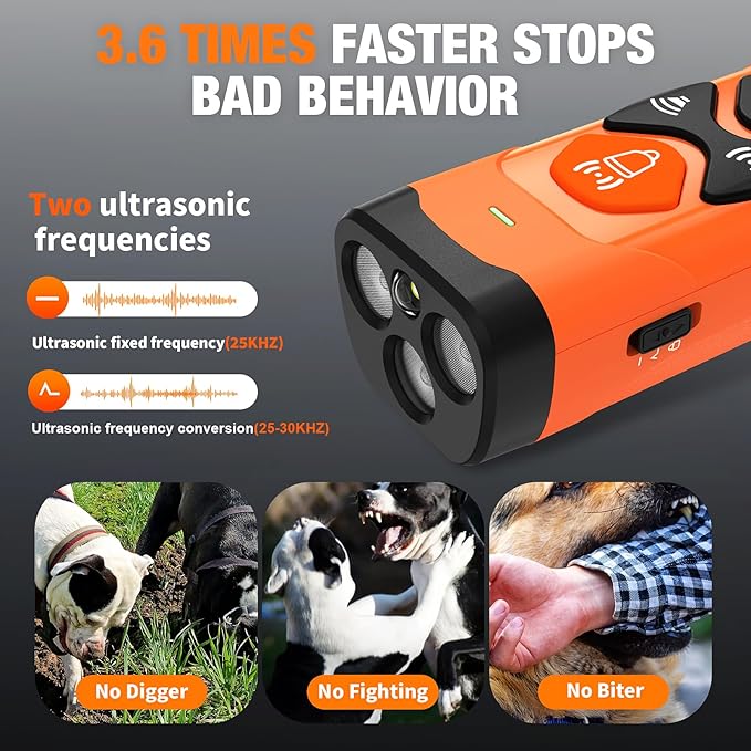 2025 Ultrasonic Dog Bark Control Device | Rechargeable Anti Barking Device, 35FT Long-Range No Shock Dog Trainer, Safe & Humane One-Button Bark Deterrent for Indoor & Outdoor Use