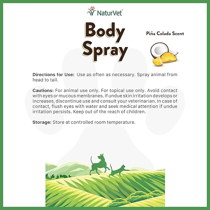 NaturVet Body Spray with Piña Colada Scent for Dogs & Cats 8 oz