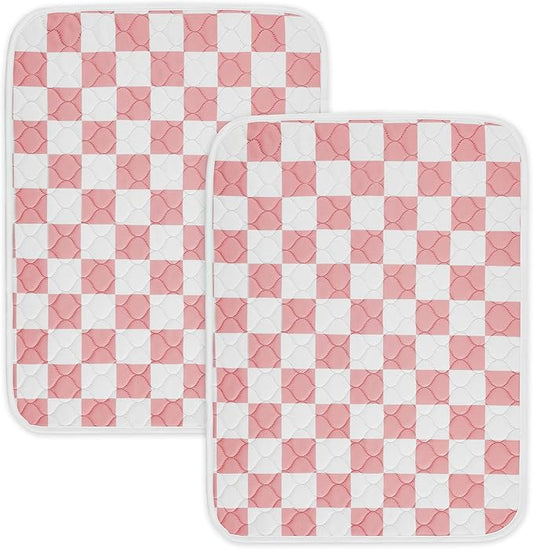 Ralxion 2 Pack Pink Checkered Washable Pee Pads for Dogs, Checkered Reusable Dog Pee Pads, for Puppy Playpen, Crate, Whelping Box, Potty Training, Cute Aesthetic Absorbency, Leak-Proof Non-Slip