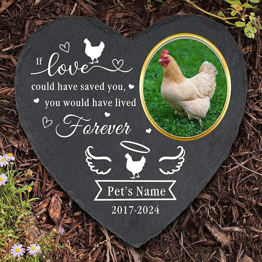 Personalized Pet Chicken Memorial Stone, Customized Pet Grave Marker with Photo for Chicken Hen Chicks, Custom Chicken Headstone Tombstone Gravestone, Chicken Memorial Gifts