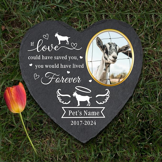 Personalized Pet Photo Memorial Stone for Goat, Custom Goat Sympathy Gifts for Loss of Goat, Personalized Pets Goat Gravestone, Sheep Tombstone Garden Memorial Plaque
