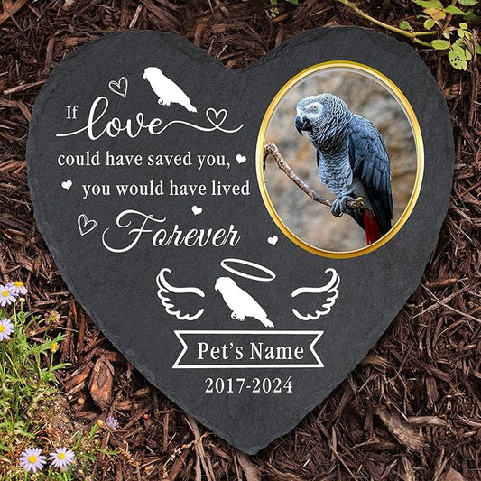 Personalized Pet Memorial Gifts for Loss of Parrot, Personalized Grey Parrot Memorial Stone with Photo, Custom Pet Parrot Loss Gifts, Pet Memorial Stone for Parrot, Bird Memorial Gifts