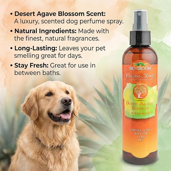 Bio-Groom Desert Agave Blossom Dog Cologne – Deodorizing Spray, Dog Bathing Supplies, Puppy Wash, Cat & Dog Grooming Supplies, Cruelty-Free, Made in USA, Dog Perfume – 8 fl oz 1-Pack