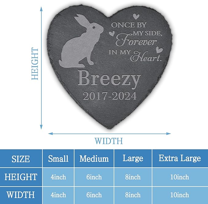 Personalized Pet Memorial, Rabbit Memorial Stone, Rabbit Tombstone, Rabbit Grave Marker, Rabbit Memorial Gifts, Rabbit Loss - Heart-Shaped