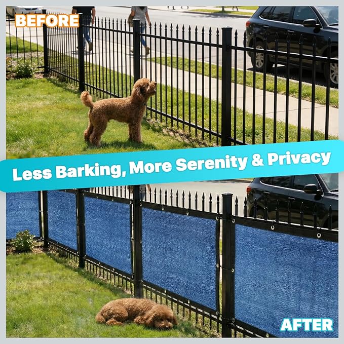Royal Shade 4' x 6' Blue Custom Size 90% Shade Cloth Dog Kennel Shade Mesh Tarp Sunblock with Grommets for Dog Kennel Cover, Fence Privacy Screen, Greenhouse, Chicken Coop & Pet Playpen.