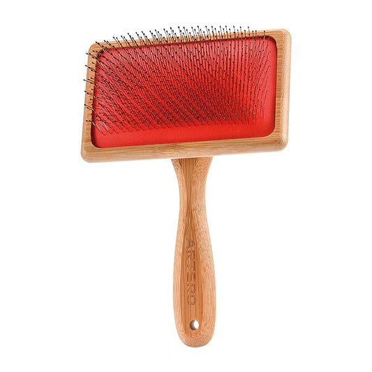 ARTERO Carda Long Protected Pick L. Nature Collection, Ecofriendly, Red, Thick Hair, Dogs, Cats, Sensitive Skin