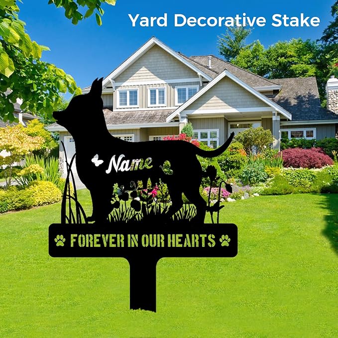 Custom Chihuahua Chi Dog Grave Marker, Personalized Dog Memorial Stake, Metal Pet Tombstone, Outdoor Sympathy Sign for Garden Yard Decor, Pet Loss Gift