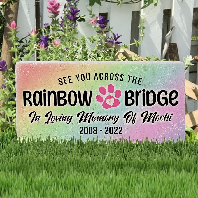 Personalized Pet Memorial Stone, 6x12 Custom Limestone Pet Grave Markers as Keepsake or Pet Remembrance, Thoughtful Pet Loss Gifts for Bereaved Pet Owners, Personalized Memorial Gifts (Mochi)