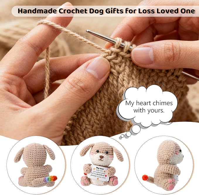 Dog Memorial Gifts 26" Pet Memorial Wind Chime with Crochet Doll Loss of Dog Sympathy Gift Pet Loss Passing Away Remembrance Bereavement Gift