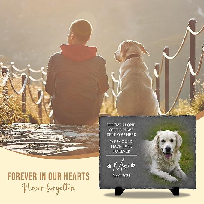 Personalized Memorial Stone with Photo – Custom Dog Remembrance Gift for Garden or Indoor Use, Loss Keepsake for Dogs, Thoughtful Tribute Marker for Healing and Memory