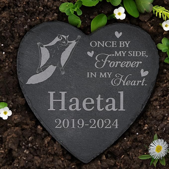 Personalized Pet Memorial, Flying Squirrel Memorial Stone, Flying Squirrel Tombstone, Flying Squirrel Grave Marker, Flying Squirrel Memorial Gifts, Flying Squirrel Loss - Heart-Shaped