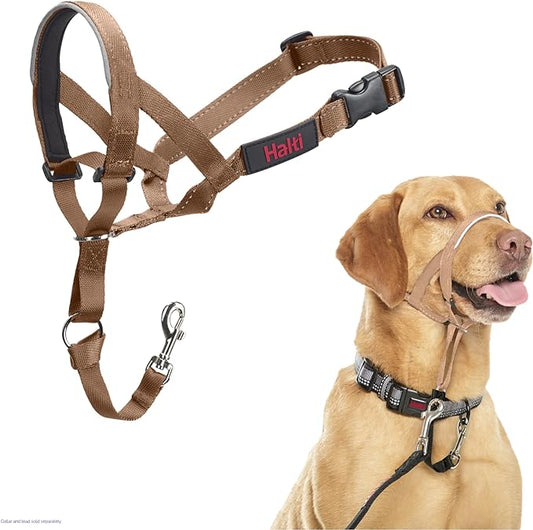Halti Headcollar - Stop Your Dog Pulling on The Leash. Adjustable, Reflective and Lightweight, with Padded Nose Band. Dog Training Anti-Pull Collar for Medium Dogs (Size 3, Desert Sand)