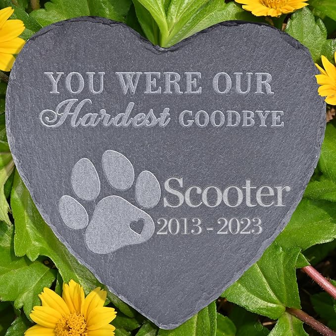 Pet Memorial Stones, Gifts Personalized, Loss of Dog Sympathy Gifts, Bereavement for Pet, Grave Headstone, - Design D, 6''x6''/15x15cm