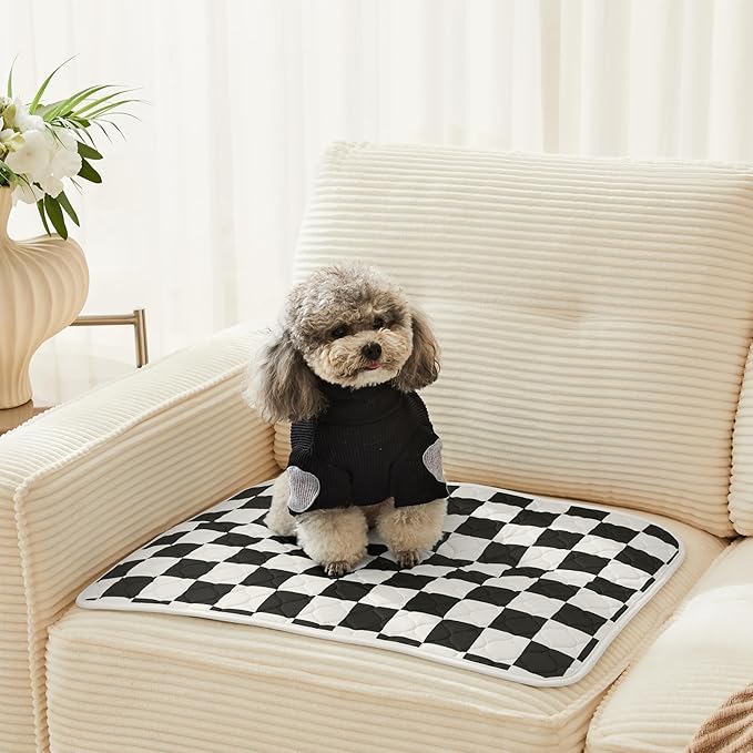 Ralxion 2 Pack Black Checkered Washable Pee Pads for Dogs, Checkered Reusable Dog Pee Pads, for Puppy Playpen, Crate, Whelping Box, Potty Training, Cute Aesthetic Absorbency, Leak-Proof Non-Slip