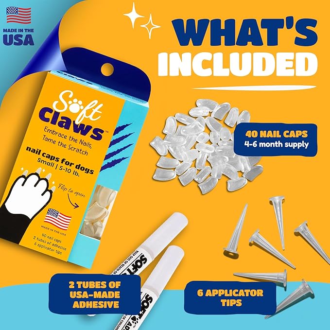 Canine Soft Claws Dog and Cat Nail Caps Take Home Kit, Small, Sparkle Silver