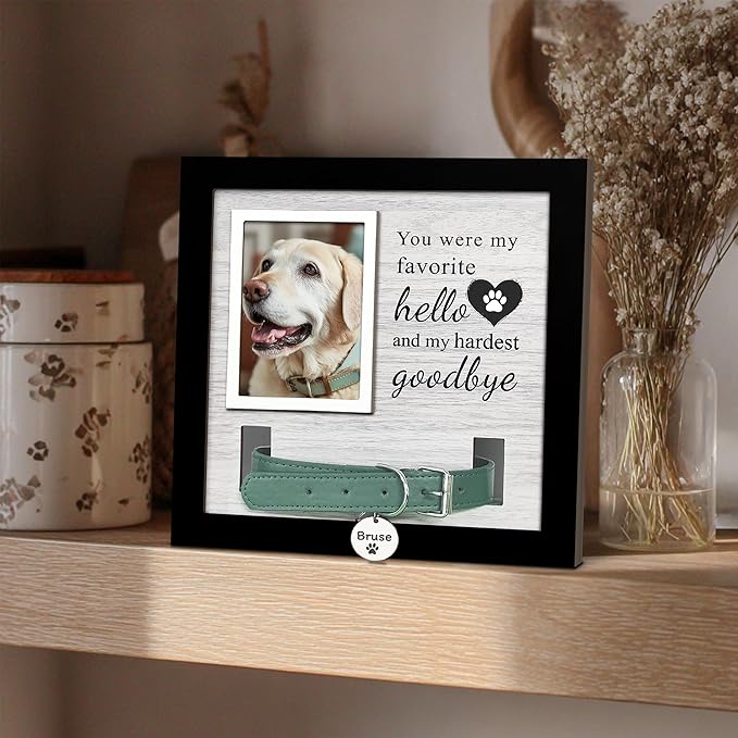 Dog Loss Gifts,Pet Memorial Frame with Collar Holder,Dog and Cat Collar Memorial Frame,Pet Memorial Gift for Dogs,Pets Loss Sympathy Gift for Pet Lover,Dog Moms