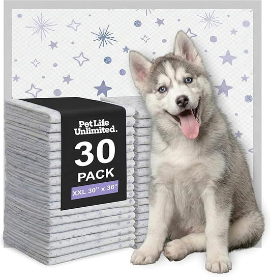 Pet Life Unlimited Overnight XXL Puppy Pads for Dogs, Potty Training Pee Pads, 30 Count, 30" x 36", Leak-Proof, Super Absorbent, Quick-Dry Overnight Protection, Made in USA