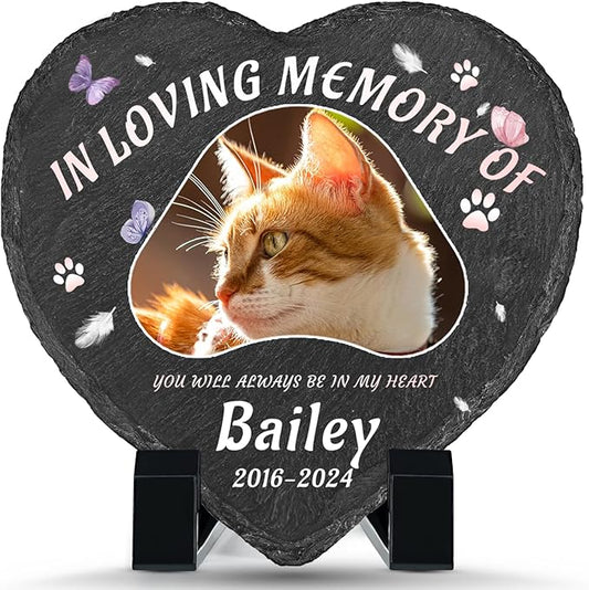 Dog Memorial Gifts for Loss of Dog, Personalized Dog Memorial Stone Plaque with Photo Name, Custom Dog Pet Grave Headstone, Loss of Dog Sympathy Gift for Dog Cat Lovers