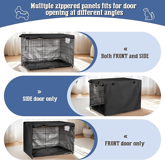 kefit Dog Crate Cover 30 inch, Kennel Cover for Wire Dog Cage, Black
