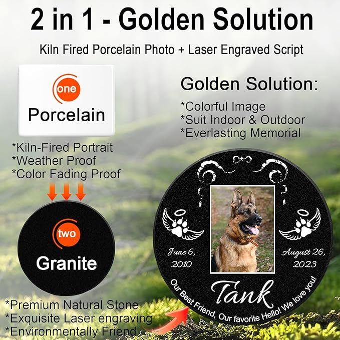 ADFSTONE Cat Memorial Stones, Pet Headstone for Loss Gifts, Animal Grave Markers - Sympathetic Dog Gift, Granite Pet Burial Markers, Personalized Pet Gravestone, Garden Stones for Bereavement
