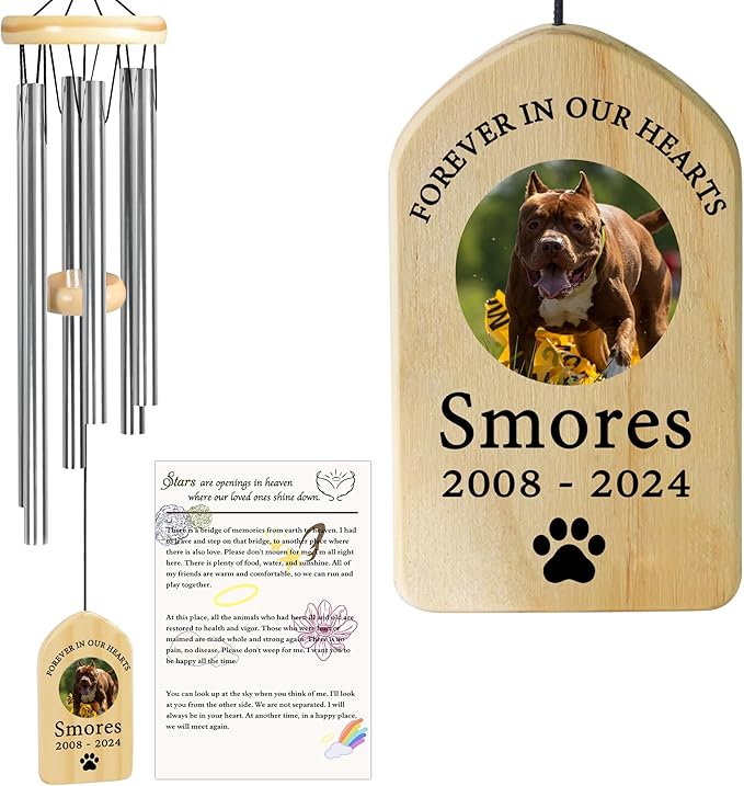 Dog Memorial Gifts for Loss of Dog, Pet Memorial Wind Chime, Pet Memorial Gifts, Pet Loss Gifts, Loss of Dog Sympathy Gift, Dog Remembrance Gift, in Memory of Dog Cat - Forever in Our Hearts
