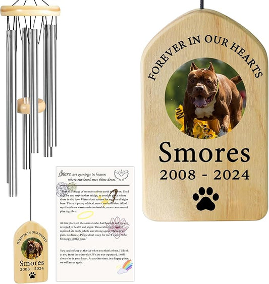 Dog Memorial Gifts for Loss of Dog, Pet Memorial Wind Chime, Pet Memorial Gifts, Pet Loss Gifts, Loss of Dog Sympathy Gift, Dog Remembrance Gift, in Memory of Dog Cat - Forever in Our Hearts